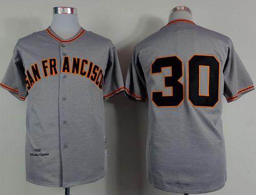 Mitchell And Ness 1962 Giants #30 Orlando Cepeda Grey Stitched MLB Jersey